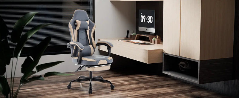 Gaming Chair with Footrest and Massage Lumbar Support by HouseOfZazla