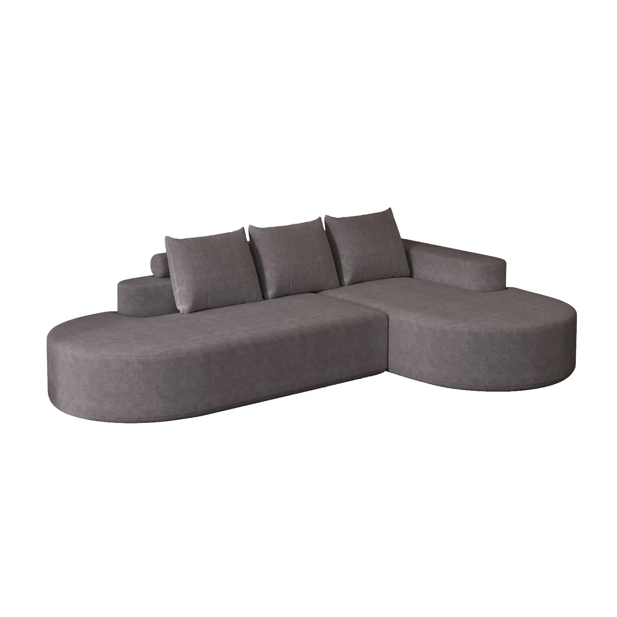 Modern Curved Sofa, L-Shaped Modular Sectional Set With 3 Pillows by HouseOfZazla