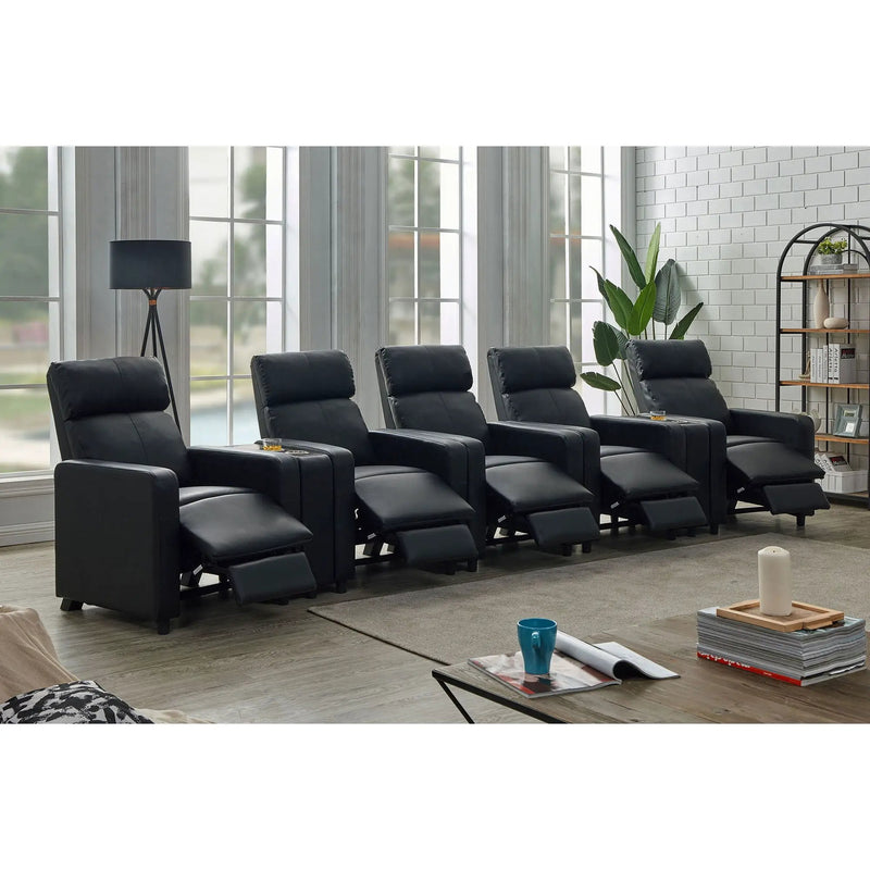 Warren - 5 Seater Home Theater With 2 Wedge Consoles - Black by HouseOfZazla