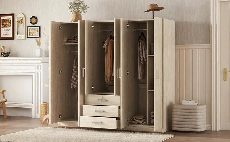 6-Doors Wooden Wardrobe Storage for Bedroom by HouseOfZazla