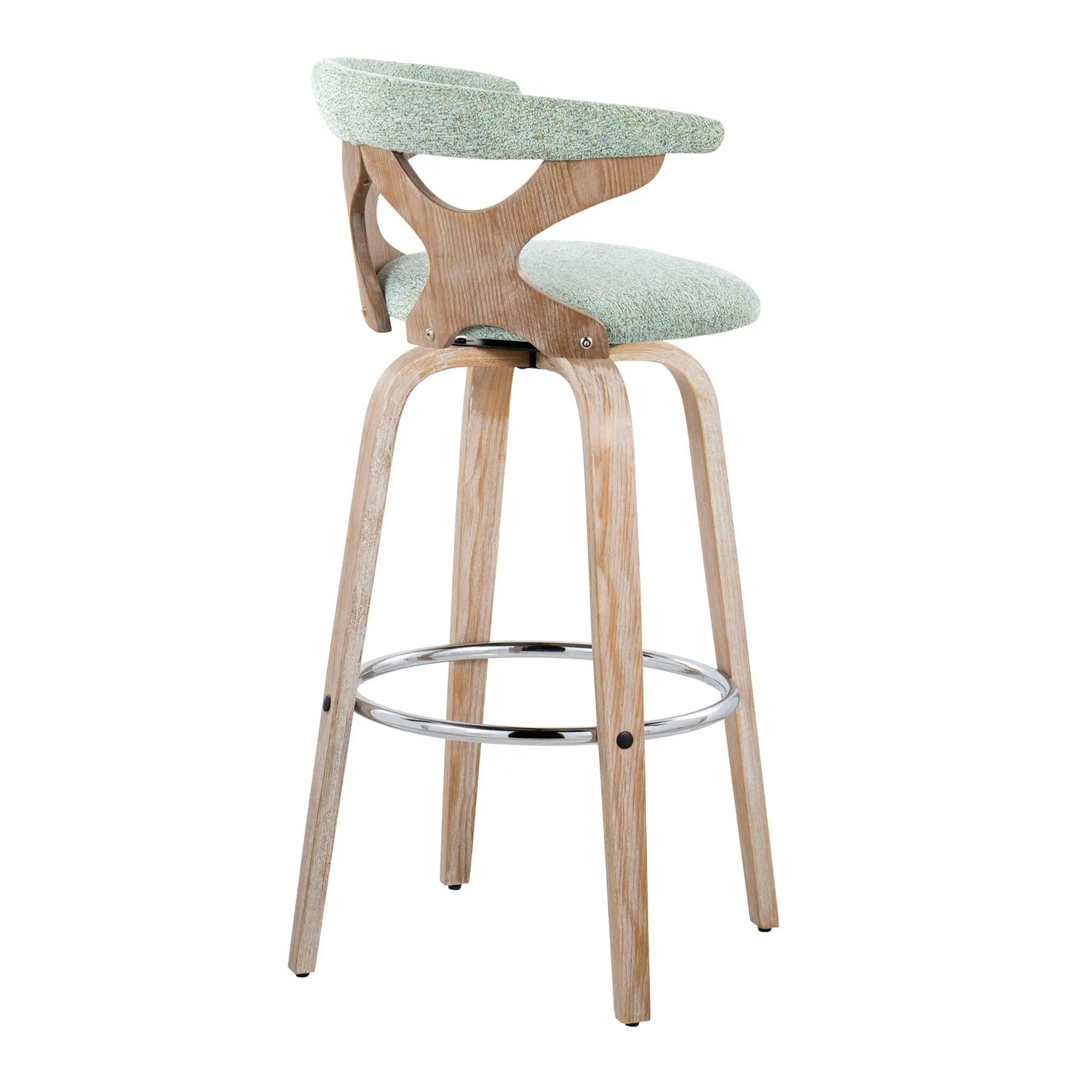 Gardenia - Contemporary Fixed Height Barstool With Swivel With Round Footrest (Set of 2) by HouseOfZazla