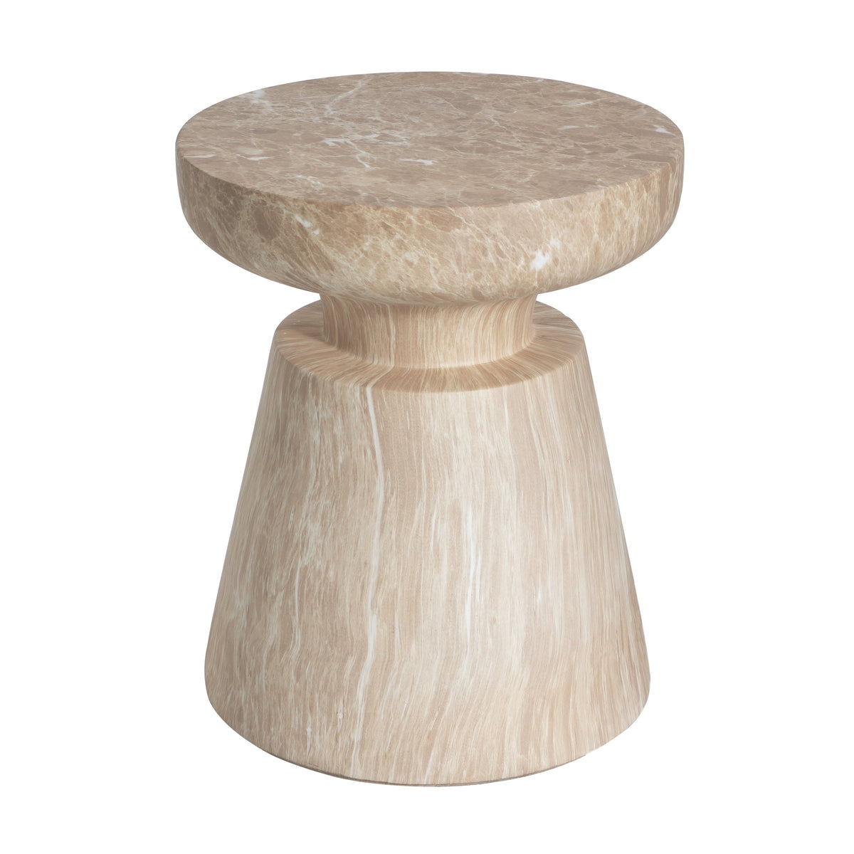Travertine Outdoor Side Table with Pedestal Base – Gold or White, photo 6 of 10