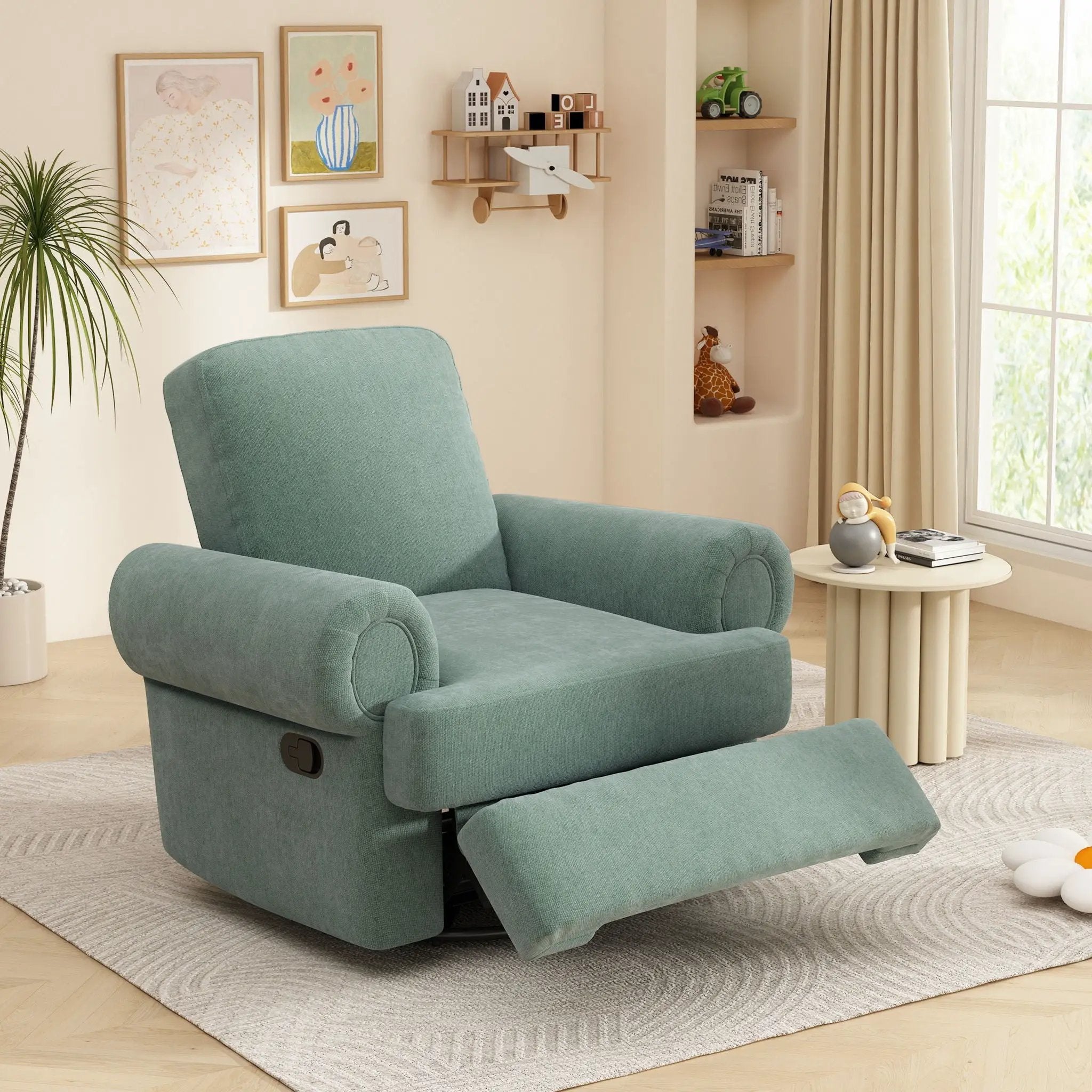 Manual Swivel Recliner Rocker Chair With Adjustable Backrest by Unique Piece Furniture