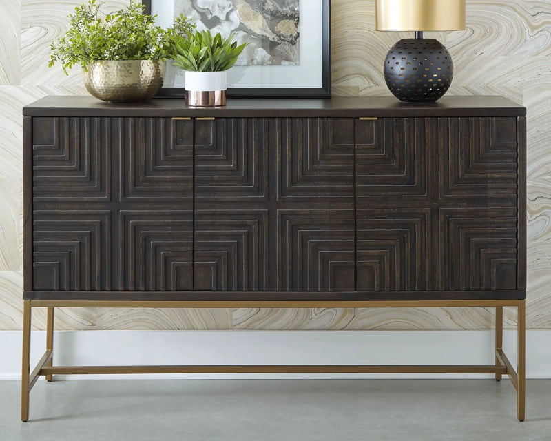 Elinmore - Accent Cabinet - Brown / Gold Finish by Unique Piece Furniture