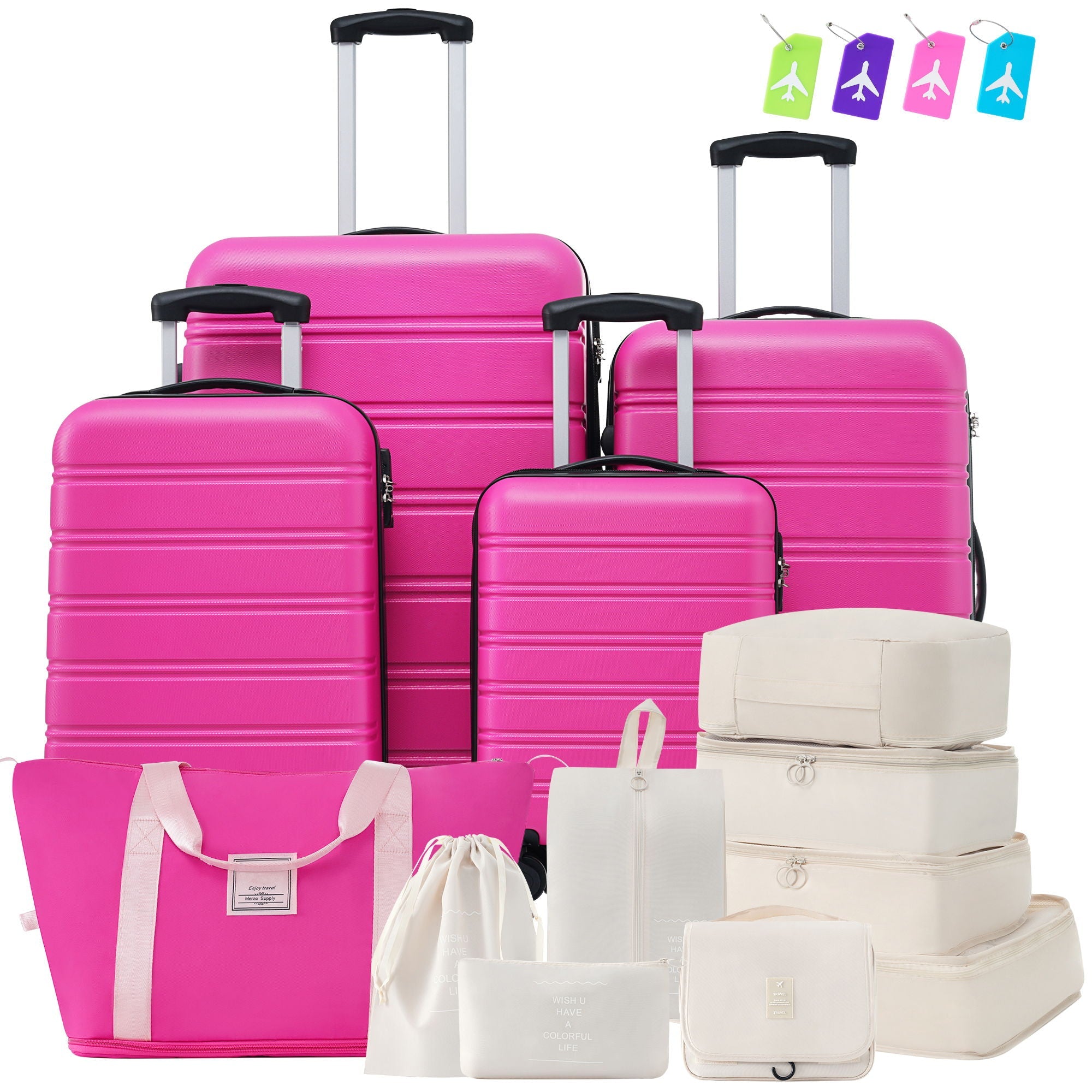 Hardshell Luggage Sets 4 Pieces + Bag Spinner Suitcase With Tsa Lock Lightweight - 16" / 20" / 24" / 28" Luggages by HouseOfZazla