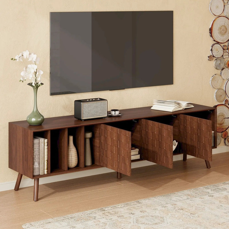 TV Stand With 5 Legs, Media Console Table For Tvs Up To 75" - Walnut by HouseOfZazla