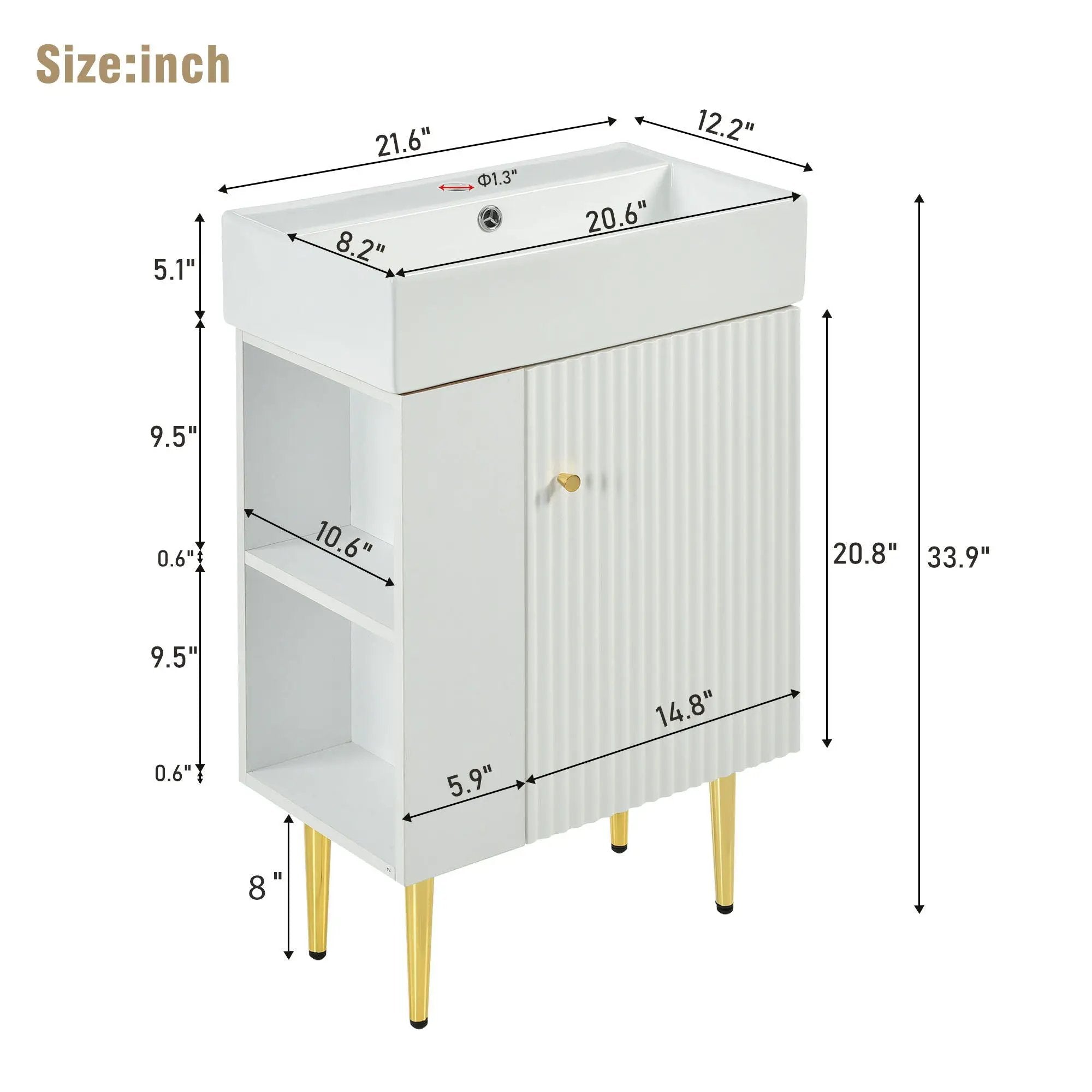 Bathroom Vanity, Combo Cabinet, Bathroom Storage Cabinet, Single Ceramic Sink by HouseOfZazla
