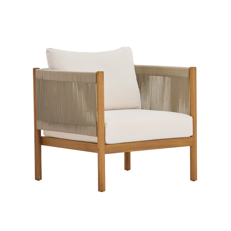 Outdoor Club Chair Set of 2 with Acacia Wood Frame in Teak Look, photo 6 of 10