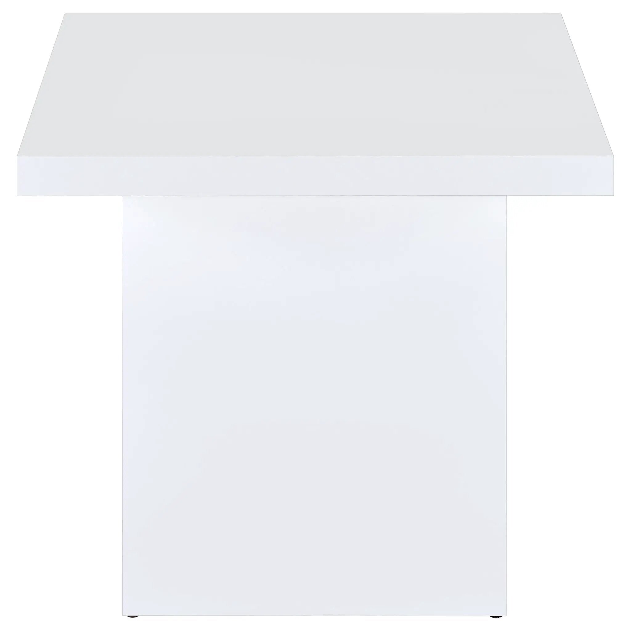 Devar Square Engineered Wood Side End Table White High Gloss by Unique Piece Furniture