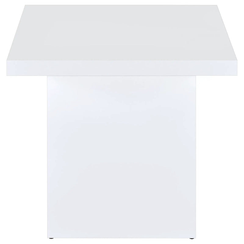 Devar Square Engineered Wood Side End Table White High Gloss by Unique Piece Furniture