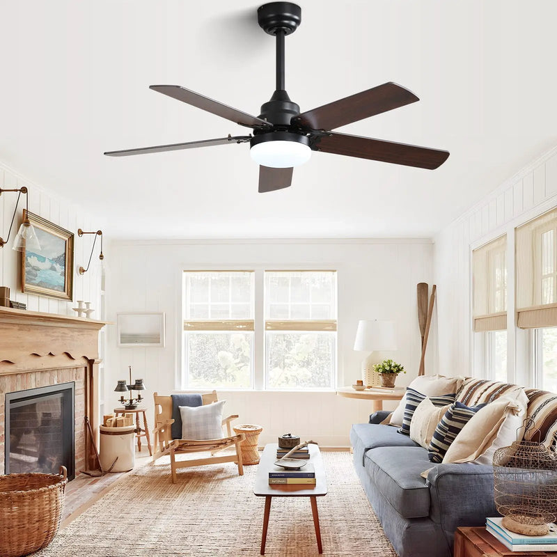 Modern Ceiling Fan With 3 Color Dimmable Light 5 Blades Remote Control Reversible Dc Motor For Bedroom - Black by Unique Piece Furniture