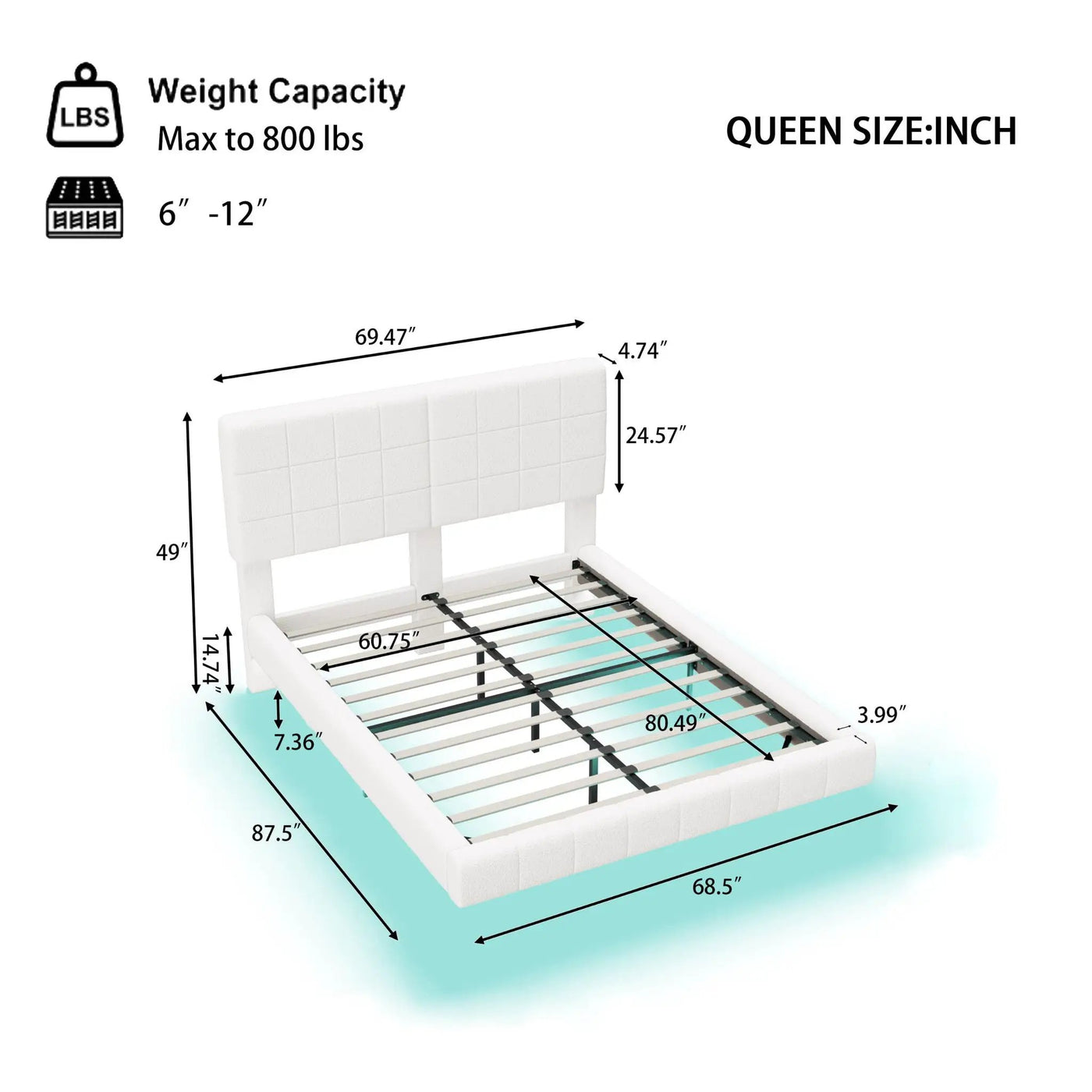 Floating Bed with Light and Soft Touch Surface by HouseOfZazla