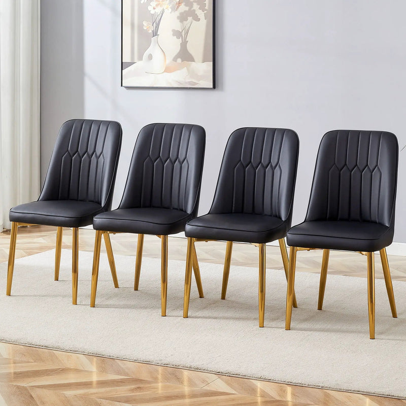 Modern Dining Chairs With Metal Legs And Simple Line Design On Backrest by Unique Piece Furniture