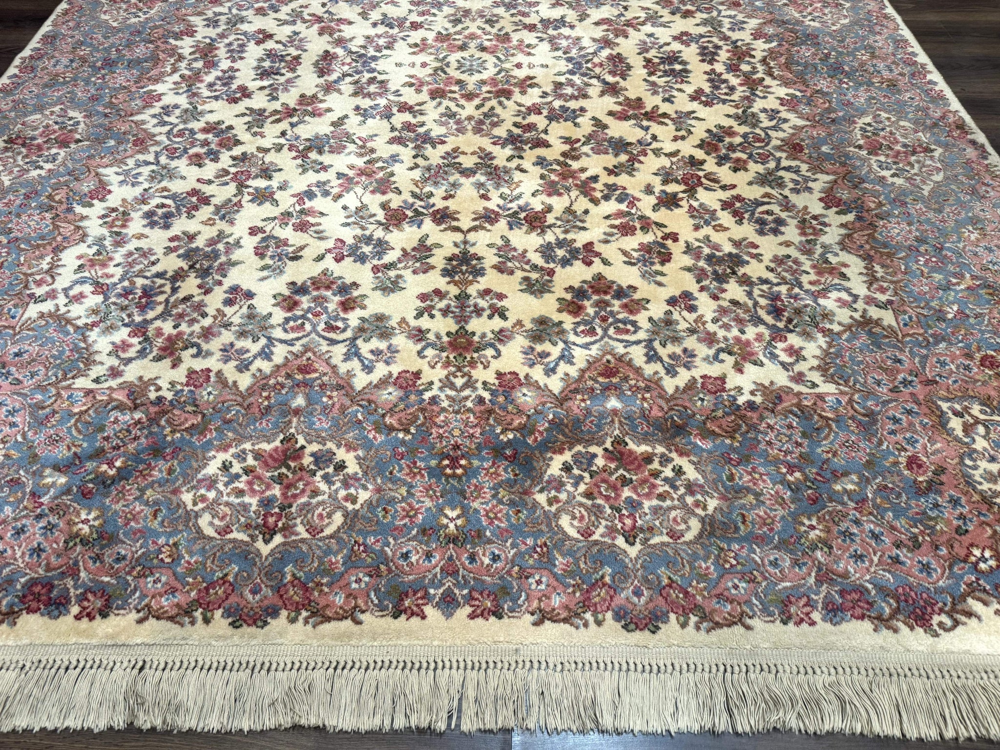 8.8 x 10.6 Karastan Kirman Rug #788, Wool Vintage Discontinued Floral Carpet by Jewel Rugs