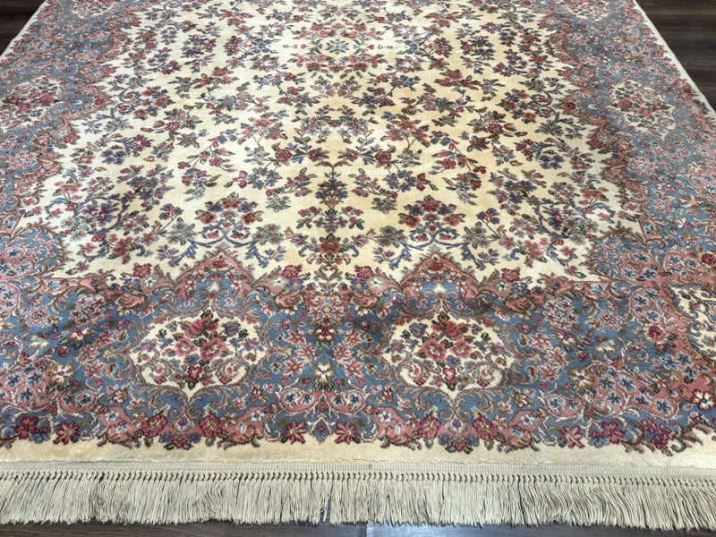 8.8 x 10.6 Karastan Kirman Rug #788, Wool Vintage Discontinued Floral Carpet by Jewel Rugs