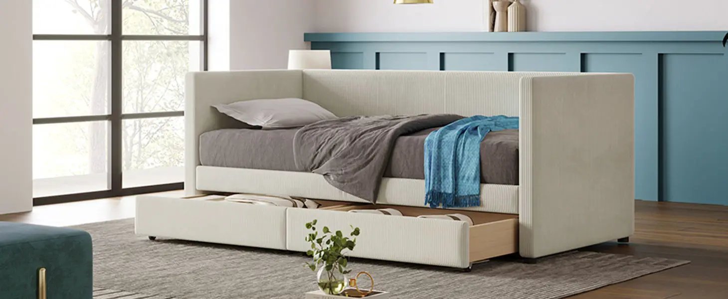 Daybed With Two Drawers And Wood Slat by HouseOfZazla