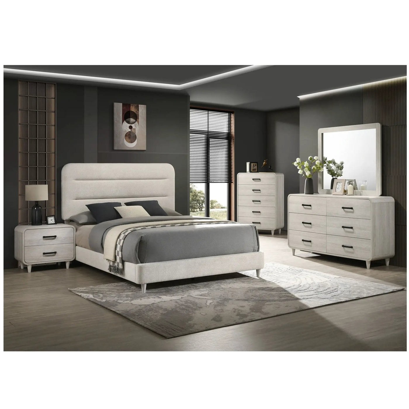 Upholstered Panel Bed, Sleek Lines by HouseOfZazla