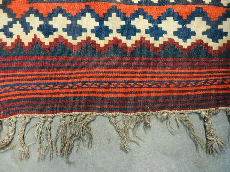 5' X 10' Antique Turkish Kilim Handmade Flat Weave Wool Rug Red Colorful Veg Dye Bohemian Boho Chic Tribal Style And Design by Jewel Rugs