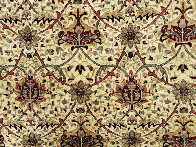 12' X 18' One-of-a-Kind Indian Agra Hand-Knotted Wool Rug Handmade Organic Dyes by Jewel Rugs