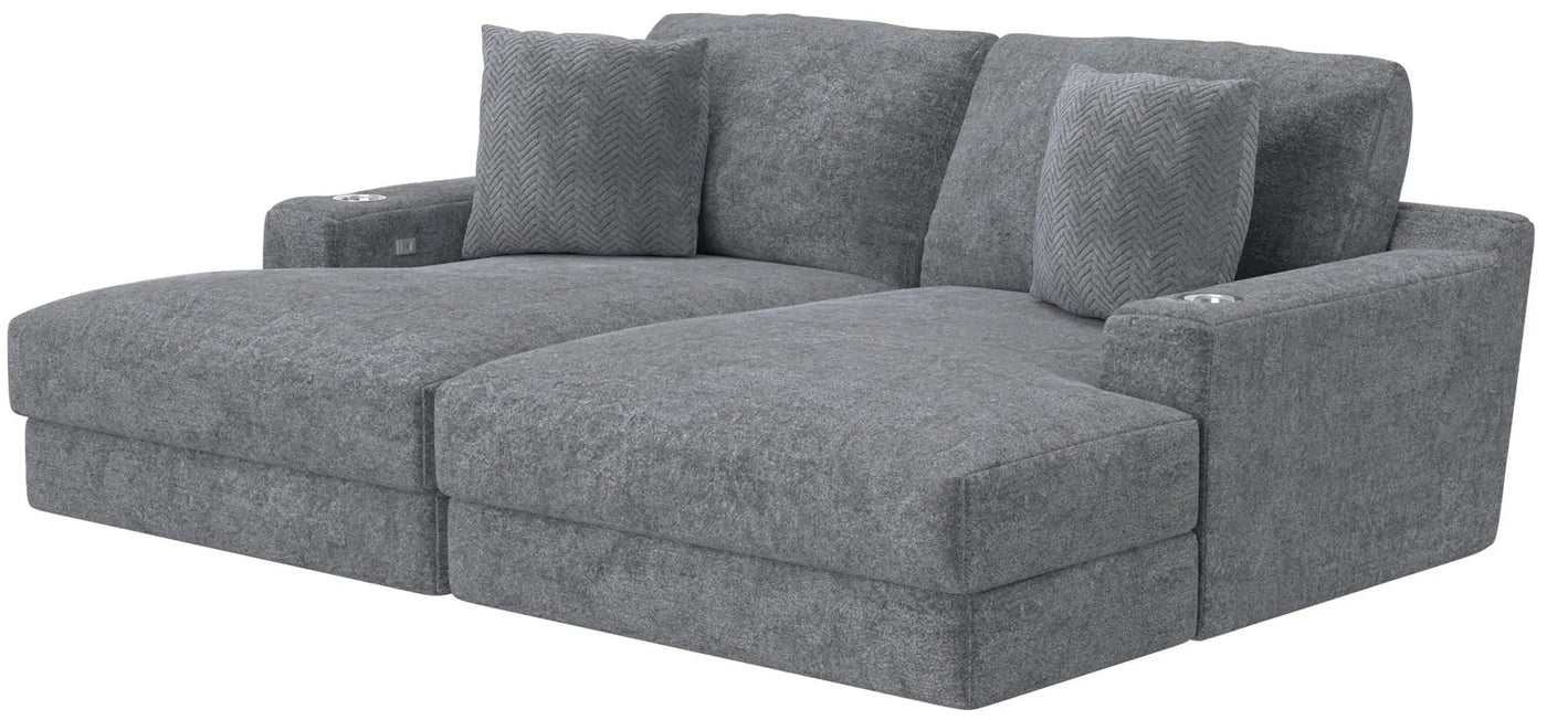 Cozy - 2 Piece Double Wide Chaise With USB Charging Ports by Unique Piece Furniture