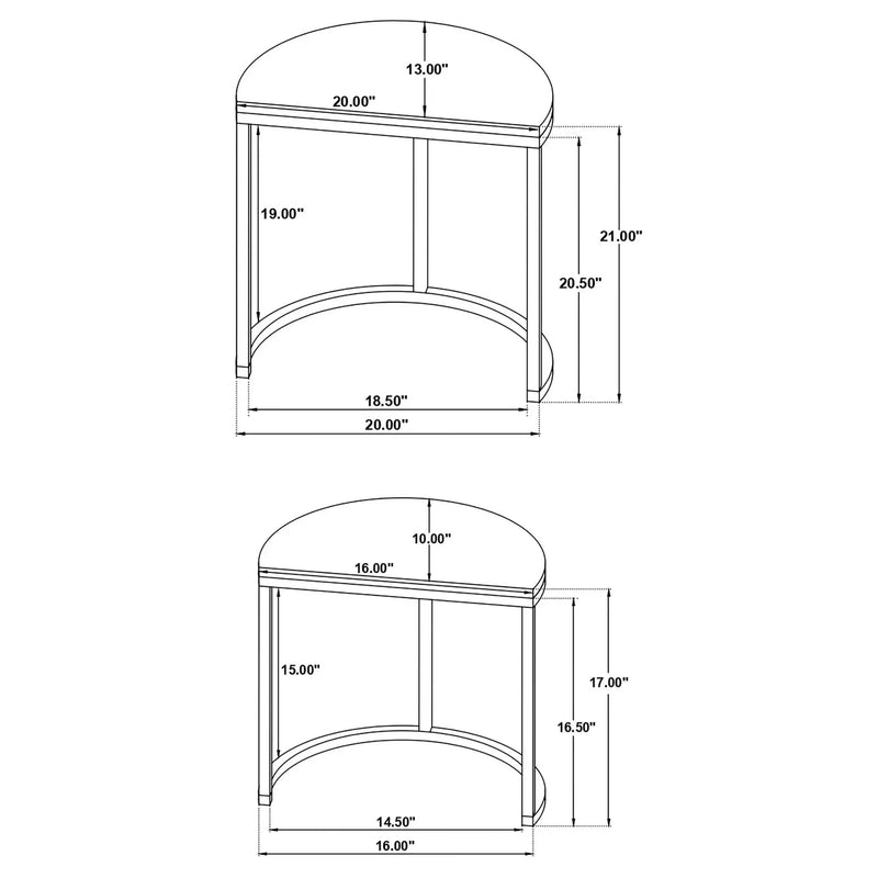 Allura - 2 Piece Demilune Nesting Table Set - Black by HouseOfZazla