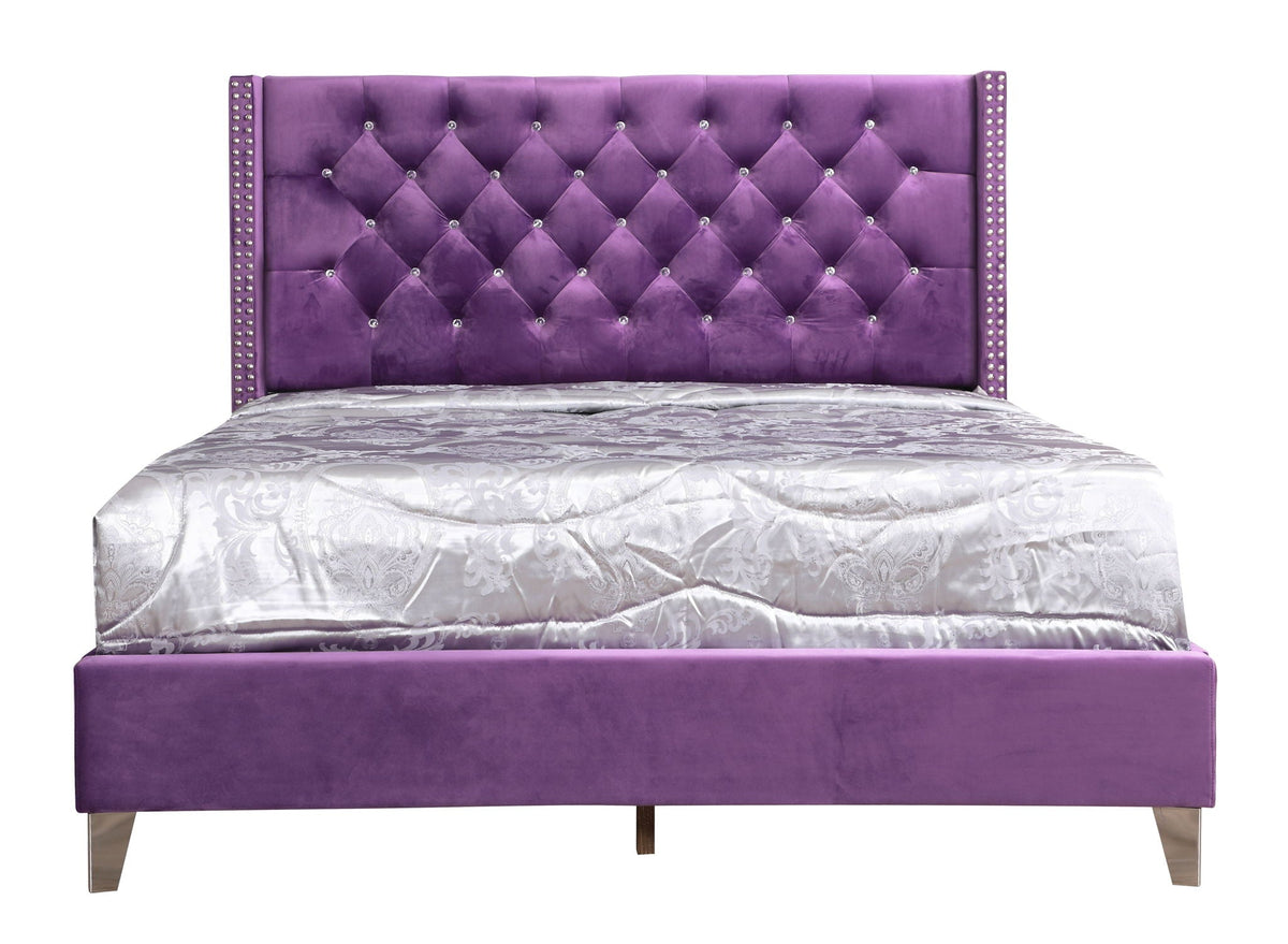 Upholstered Nailhead Trim Chic Bed, photo 39 of 40