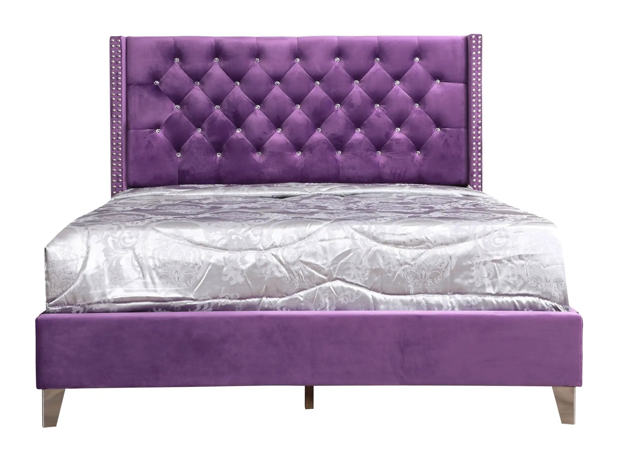 Upholstered Nailhead Trim Chic Bed by Unique Piece Furniture