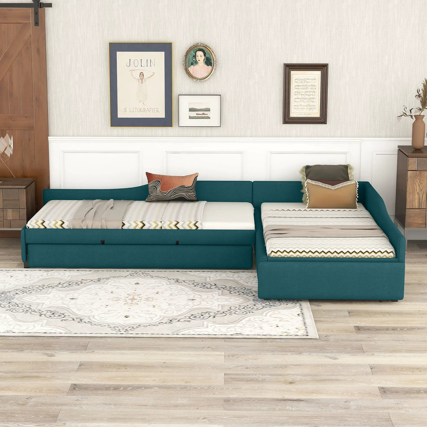 Upholstered Double Daybed With Trundle And Drawer by Unique Piece Furniture
