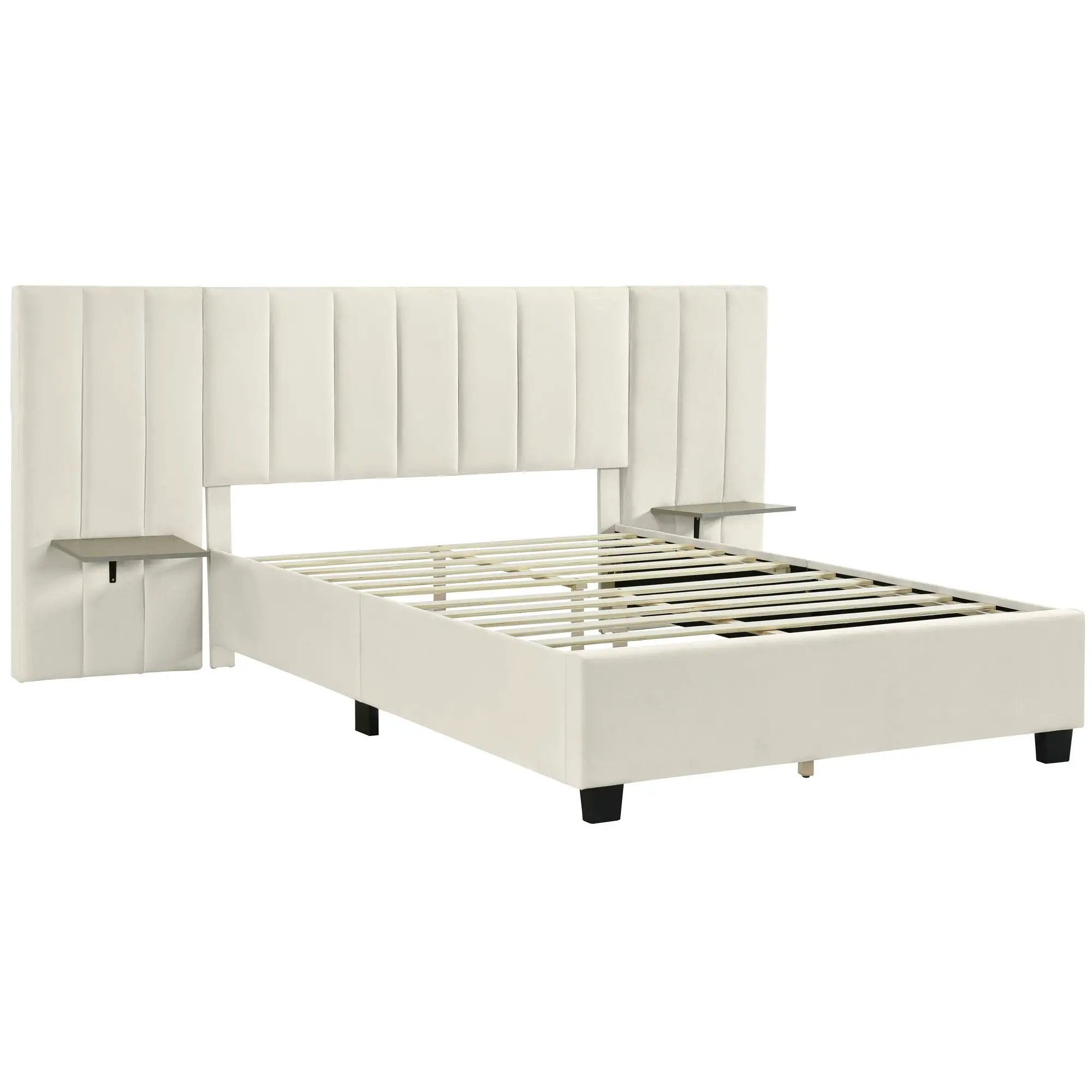 Upholstered Platform Bed With Big Headboard by HouseOfZazla