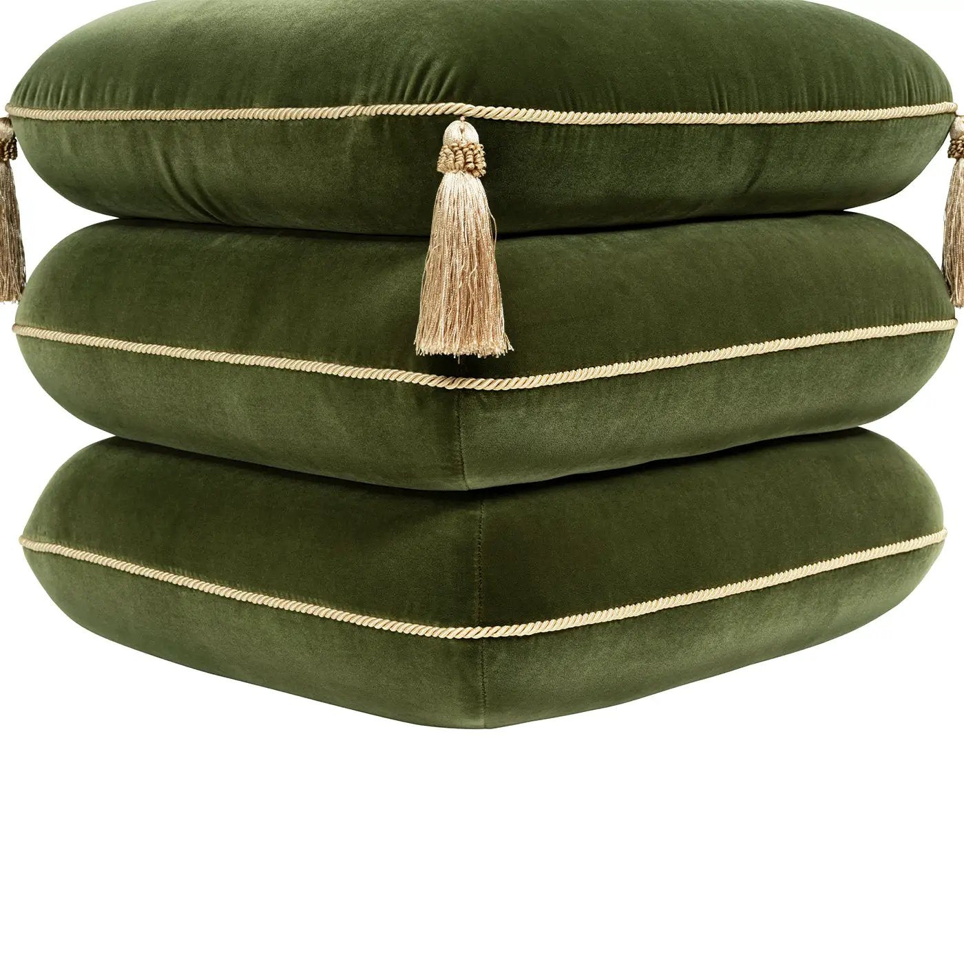 Monarch 19.5" Tassled Ottoman, Olive by HouseOfZazla