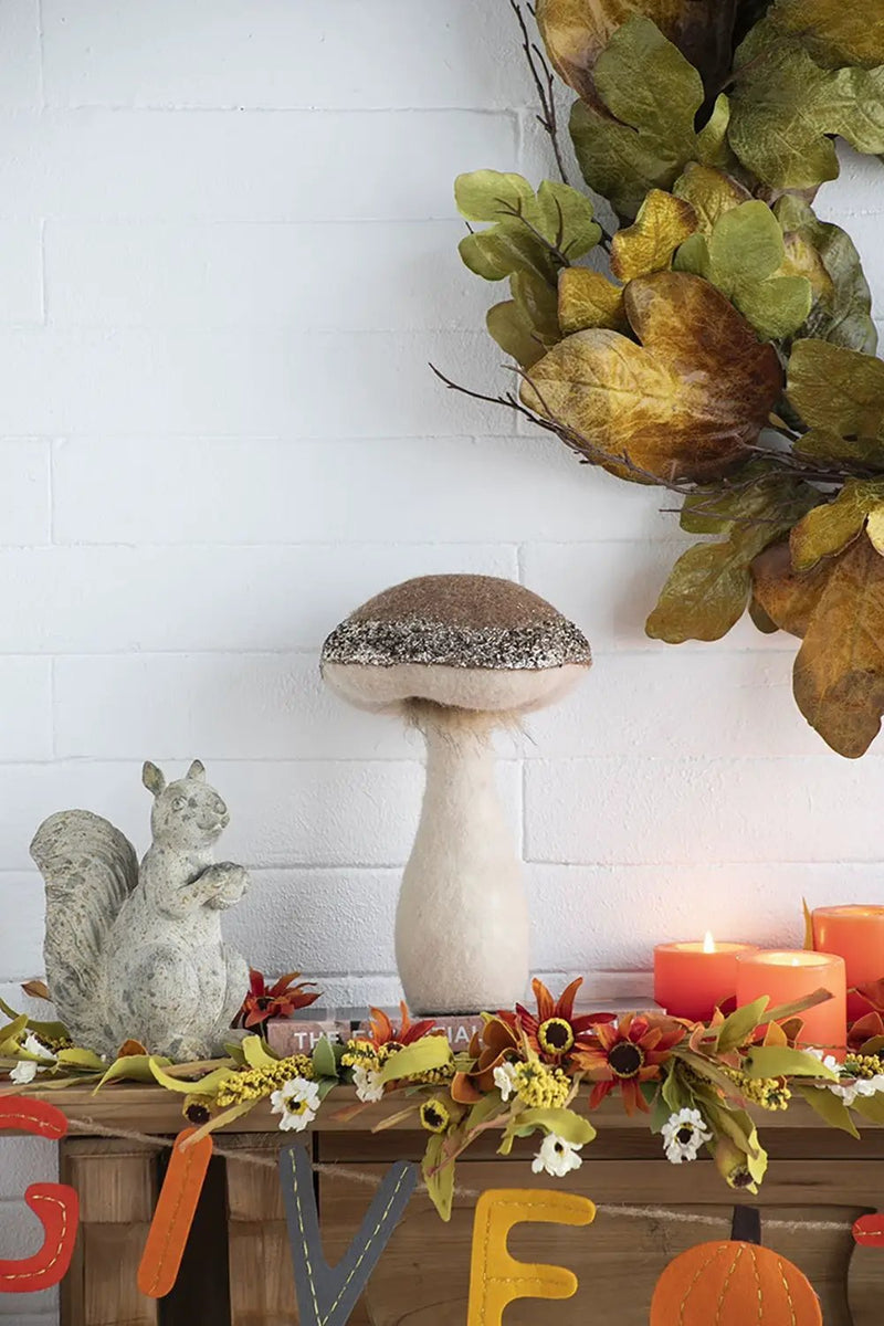 Mushroom Holiday Ornament, For Harvest Festival Fall Festival & Thanksgiving Table Decorations (Set of 2) - Beige / Light Brown by Unique Piece Furniture