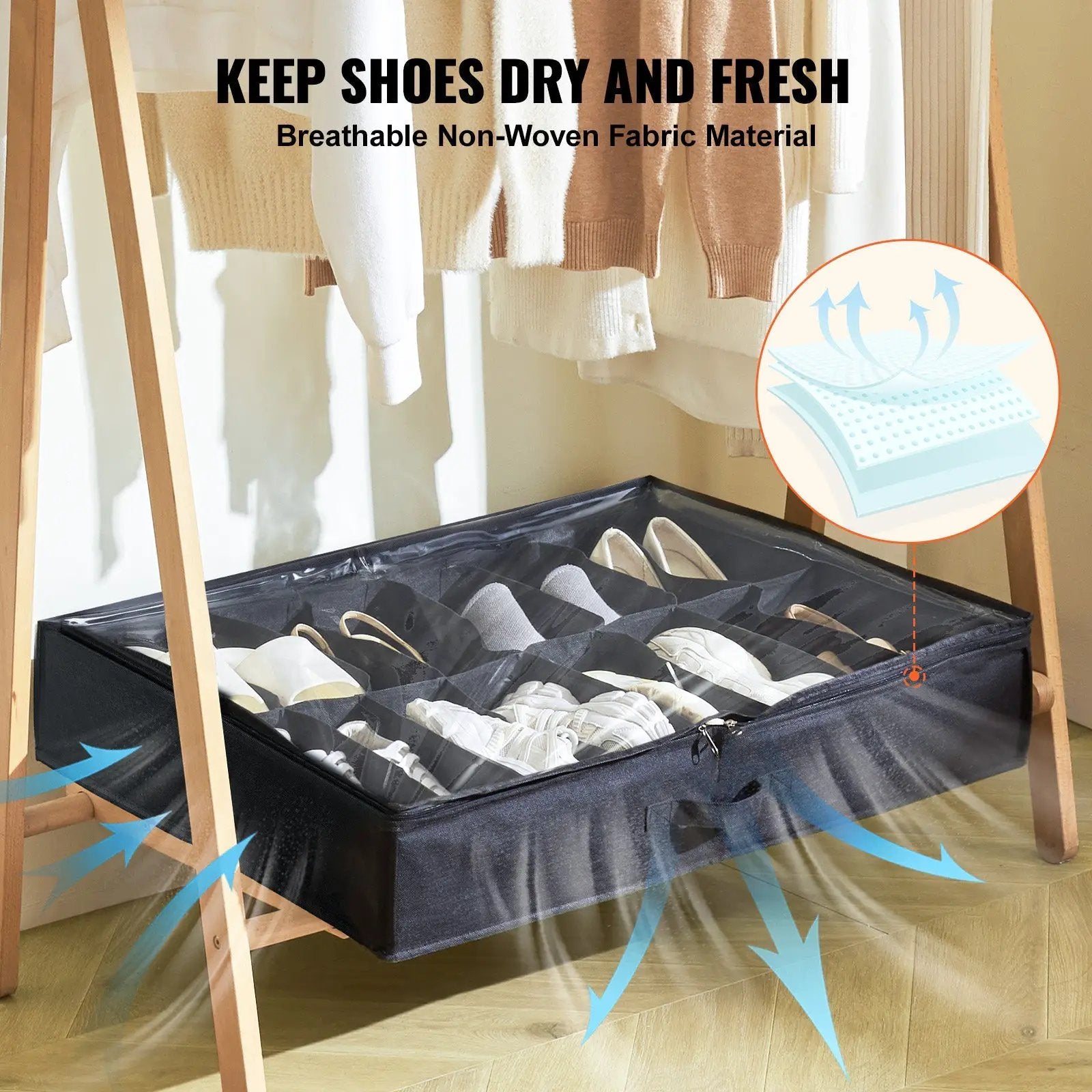 Sturdy Under Bed Shoe Storage Organizer, Set of 2 by HouseOfZazla