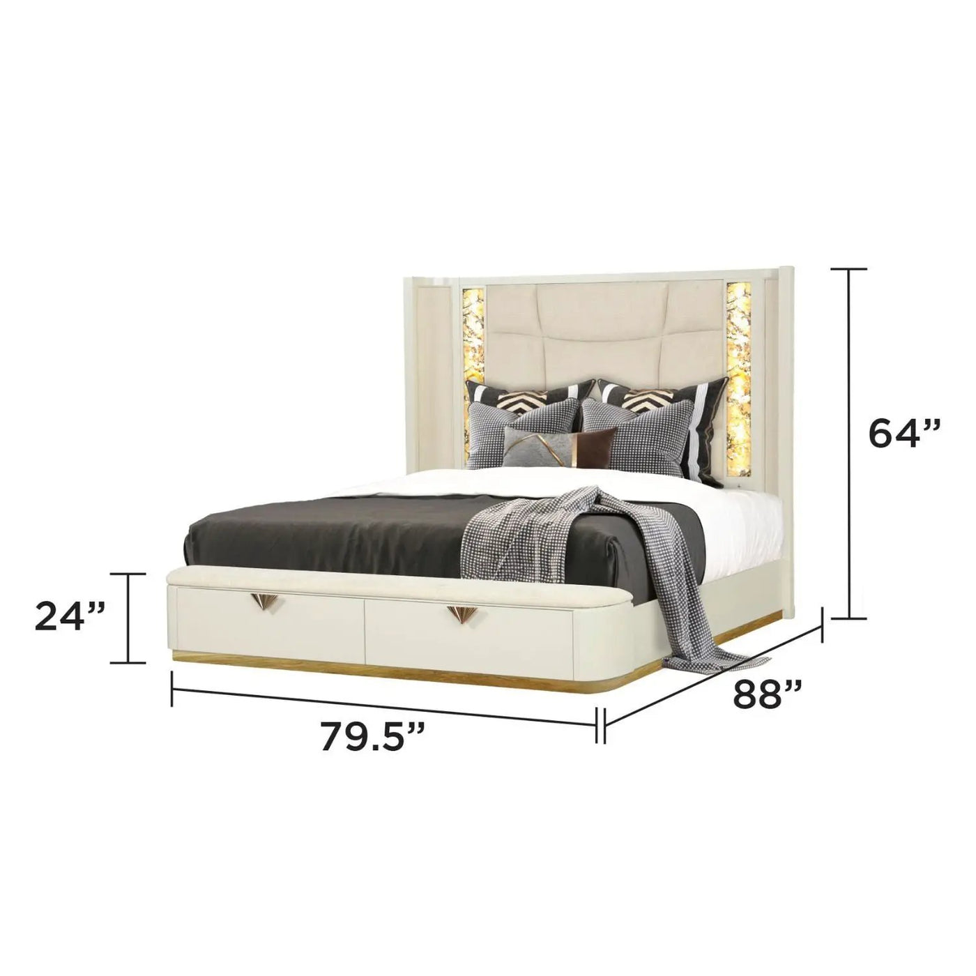 La Pierre - Modern Bedroom Set With Upholstered LED Bed by HouseOfZazla