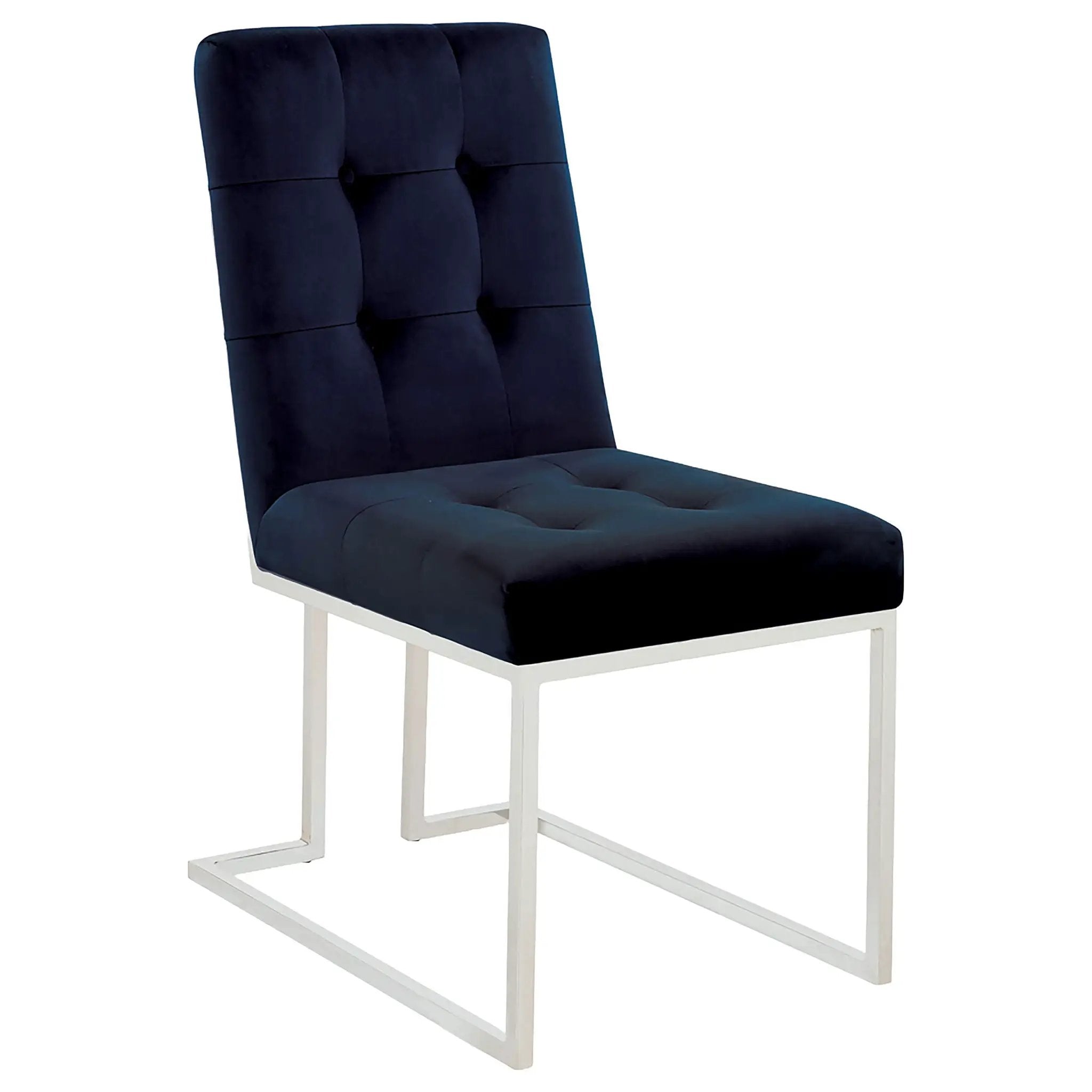 Cisco Velvet Upholstered Dining Side Chair Chrome (Set of 2) by Unique Piece Furniture