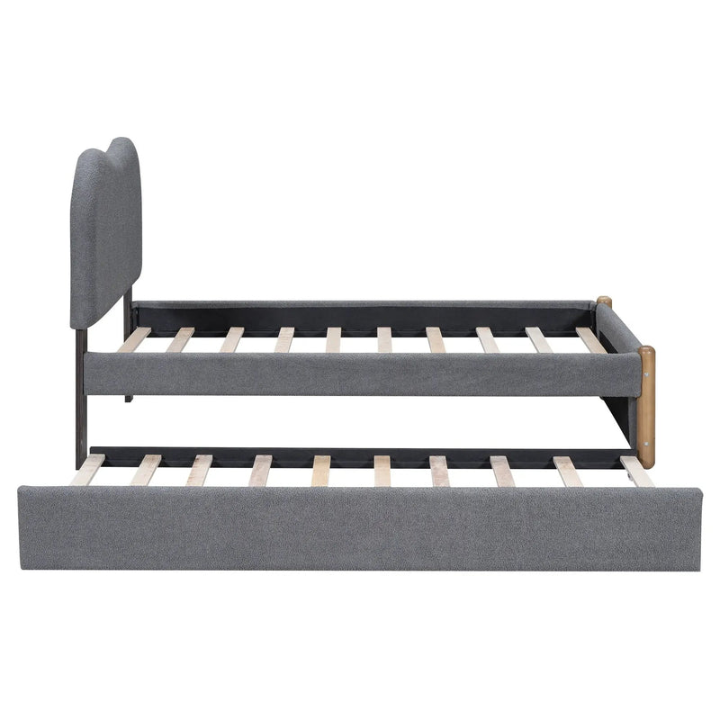 Upholstered Platform Bed With Wood Supporting Feet And Trundle by HouseOfZazla