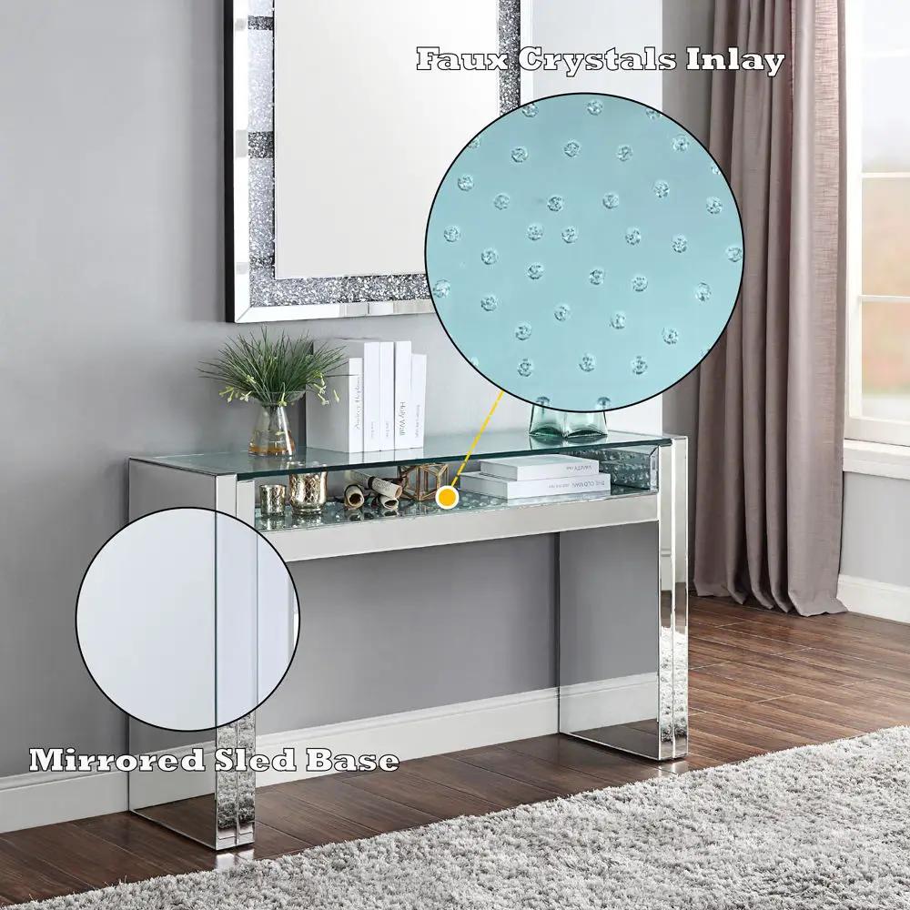 Nysa - Sofa Table - Mirrored & Faux Crystals by Unique Piece Furniture