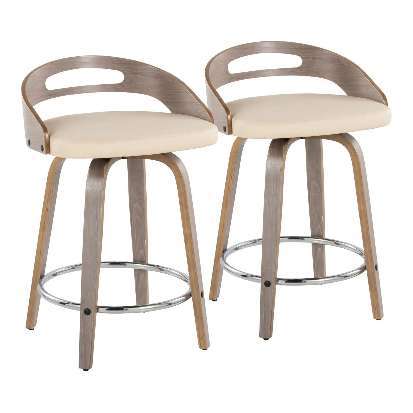 Cassis - Mid Century Modern Fixed Height Counter Stool With Swivel With Round Footrest (Set of 2) by HouseOfZazla