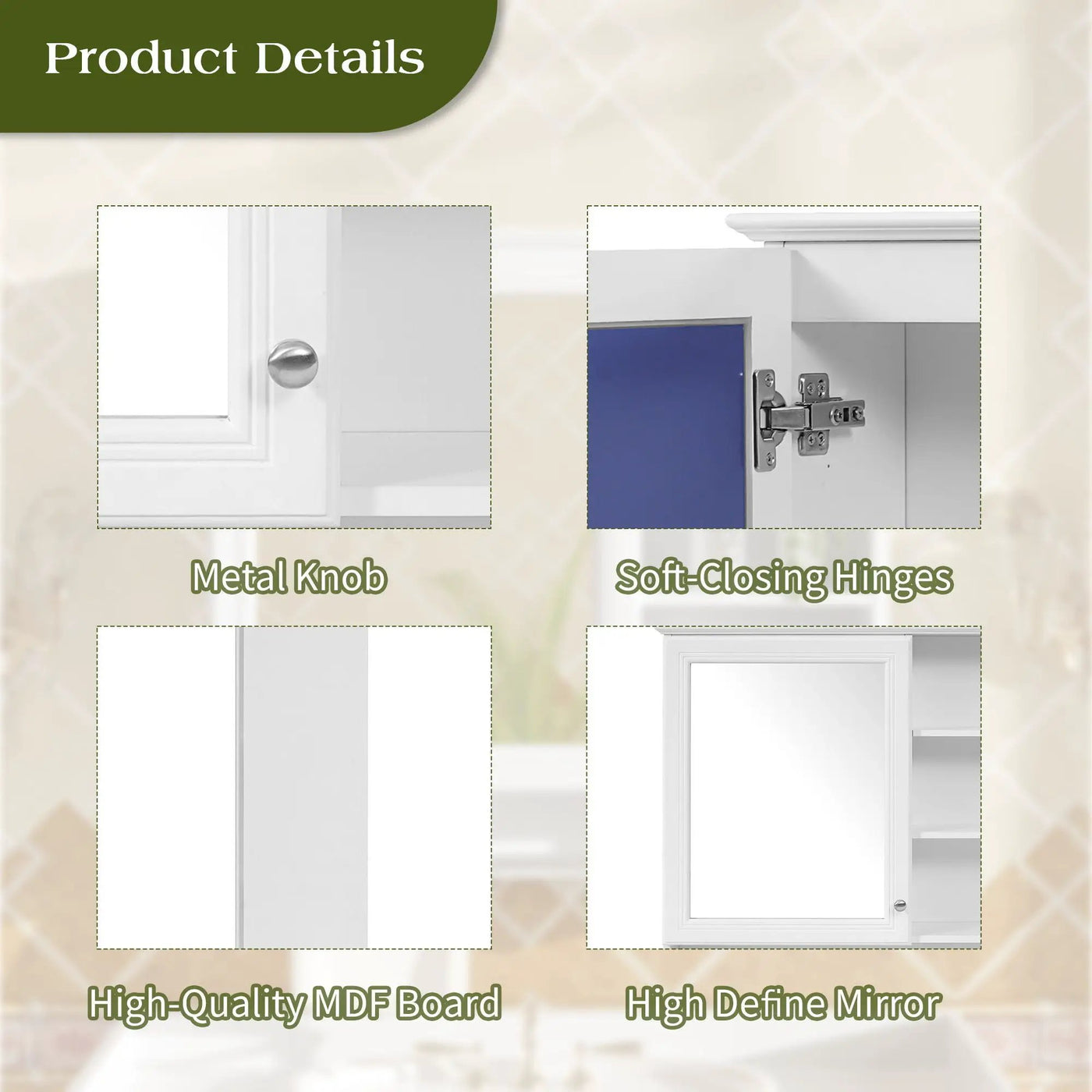 Wall Mount 2 In 1 Mirror Cabinet With Adjustable Shelf, Soft-Closing Hinges by HouseOfZazla