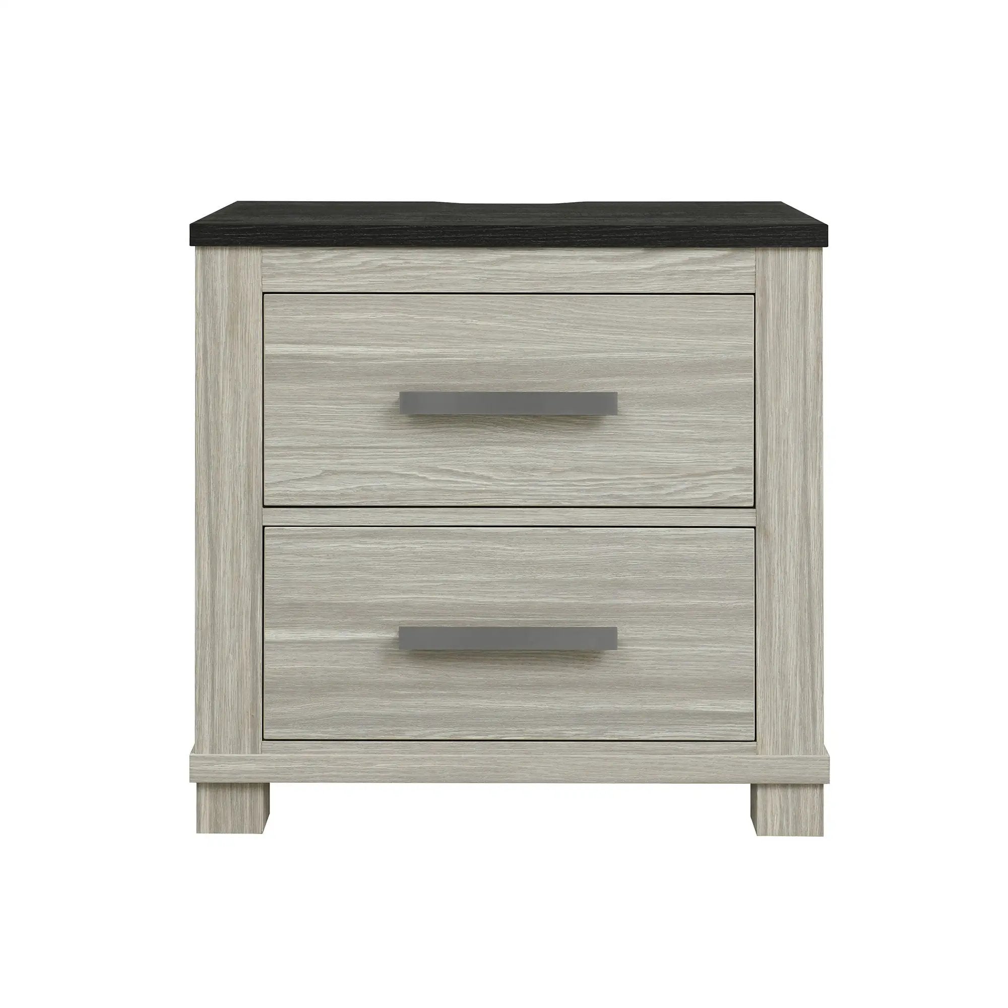 Augusta - Nightstand With Top, 2 Drawers, Block Feet - Beige Brown by Unique Piece Furniture