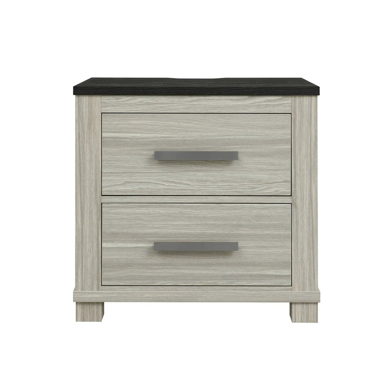 Augusta - Nightstand With Top, 2 Drawers, Block Feet - Beige Brown by HouseOfZazla