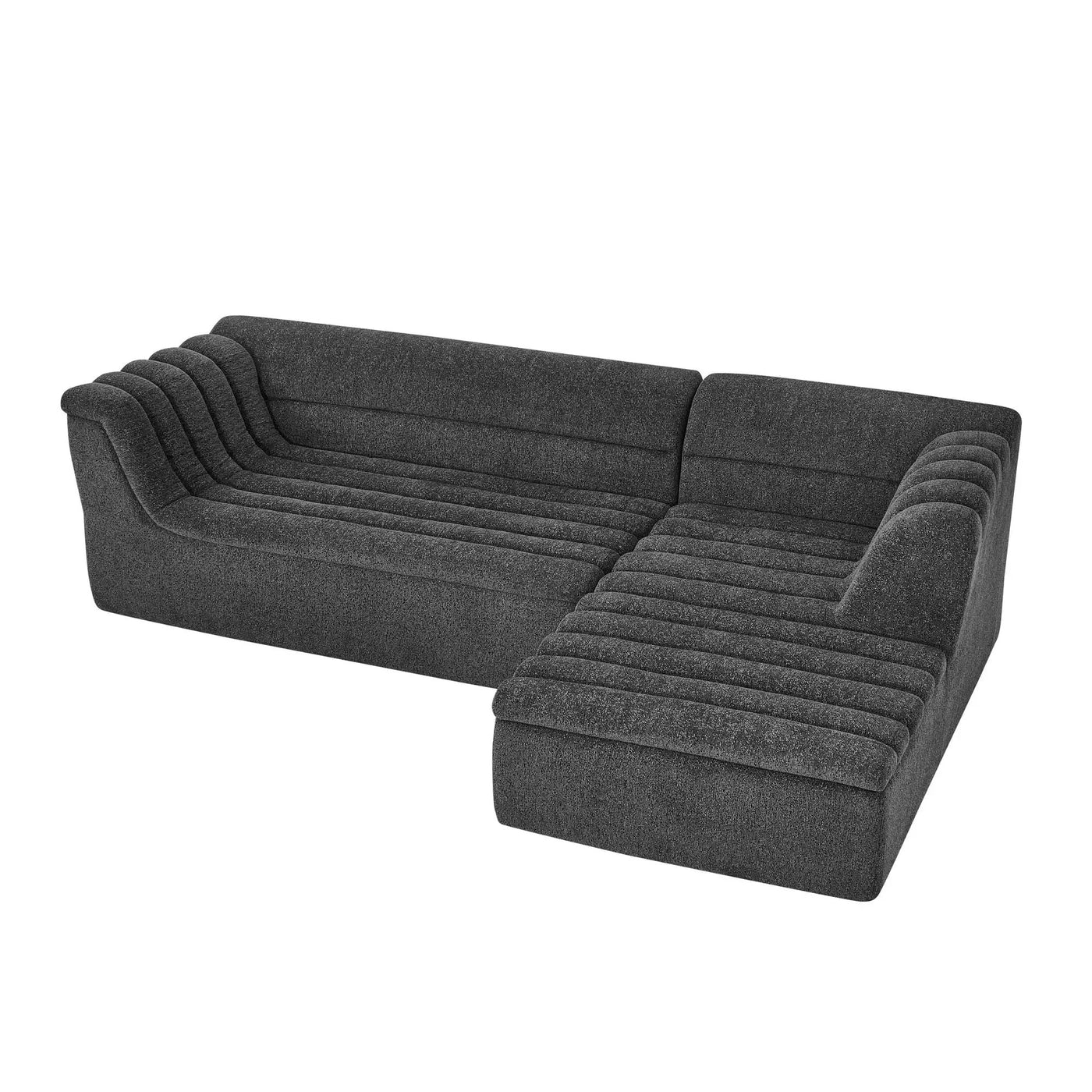 Upholstered L-Shaped Modular Sectional Sofa With Chaise, Wave-Shaped Armrest by HouseOfZazla