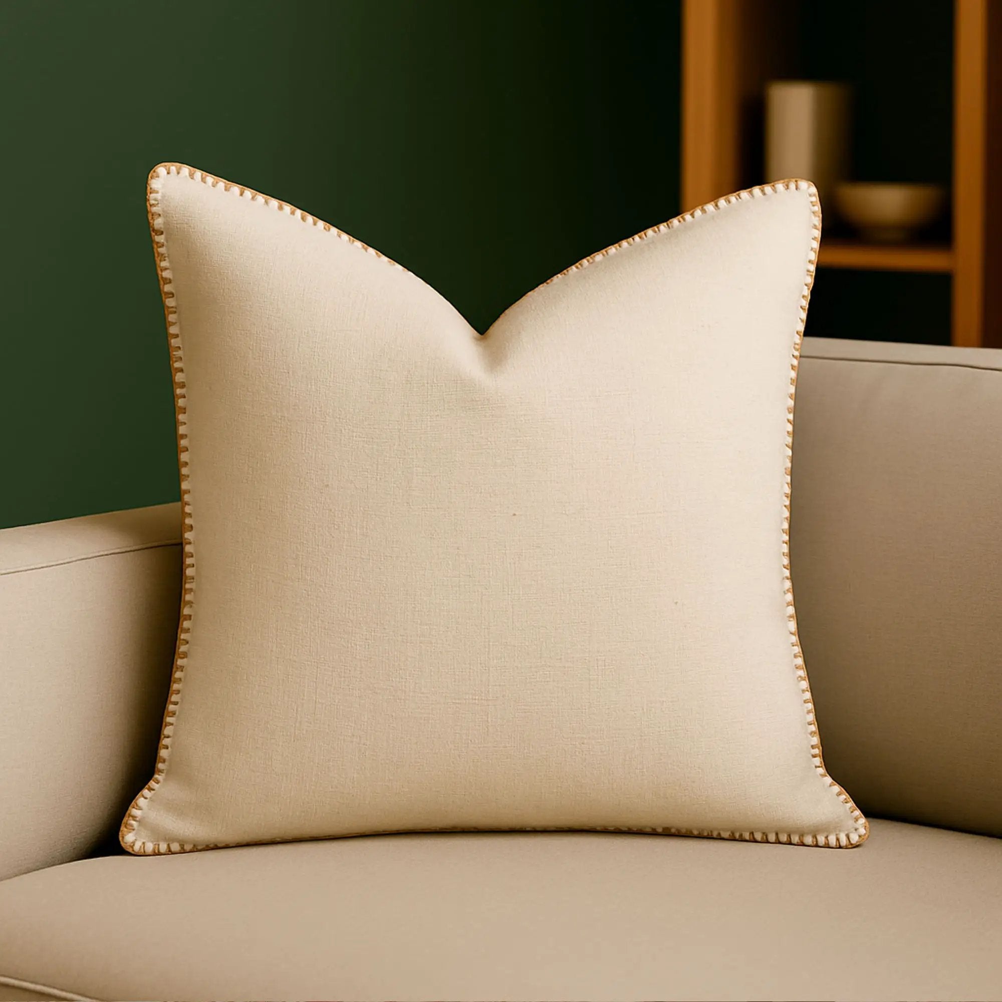 Homey Cozy - Throw Pillow With Decorative Stitching - Ivory by Unique Piece Furniture