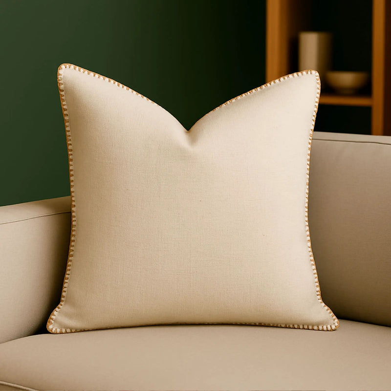 Homey Cozy - Throw Pillow With Decorative Stitching - Ivory by Unique Piece Furniture