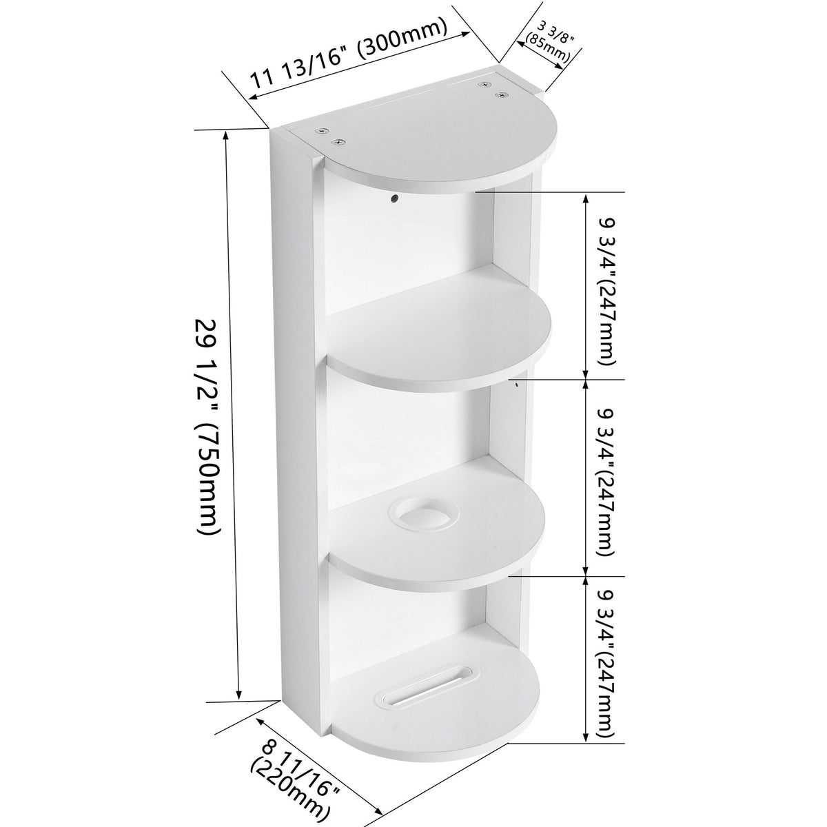 Bathroom Wall Mounted Storage Rack with Floating Design - Light Brown or White, photo 7 of 8