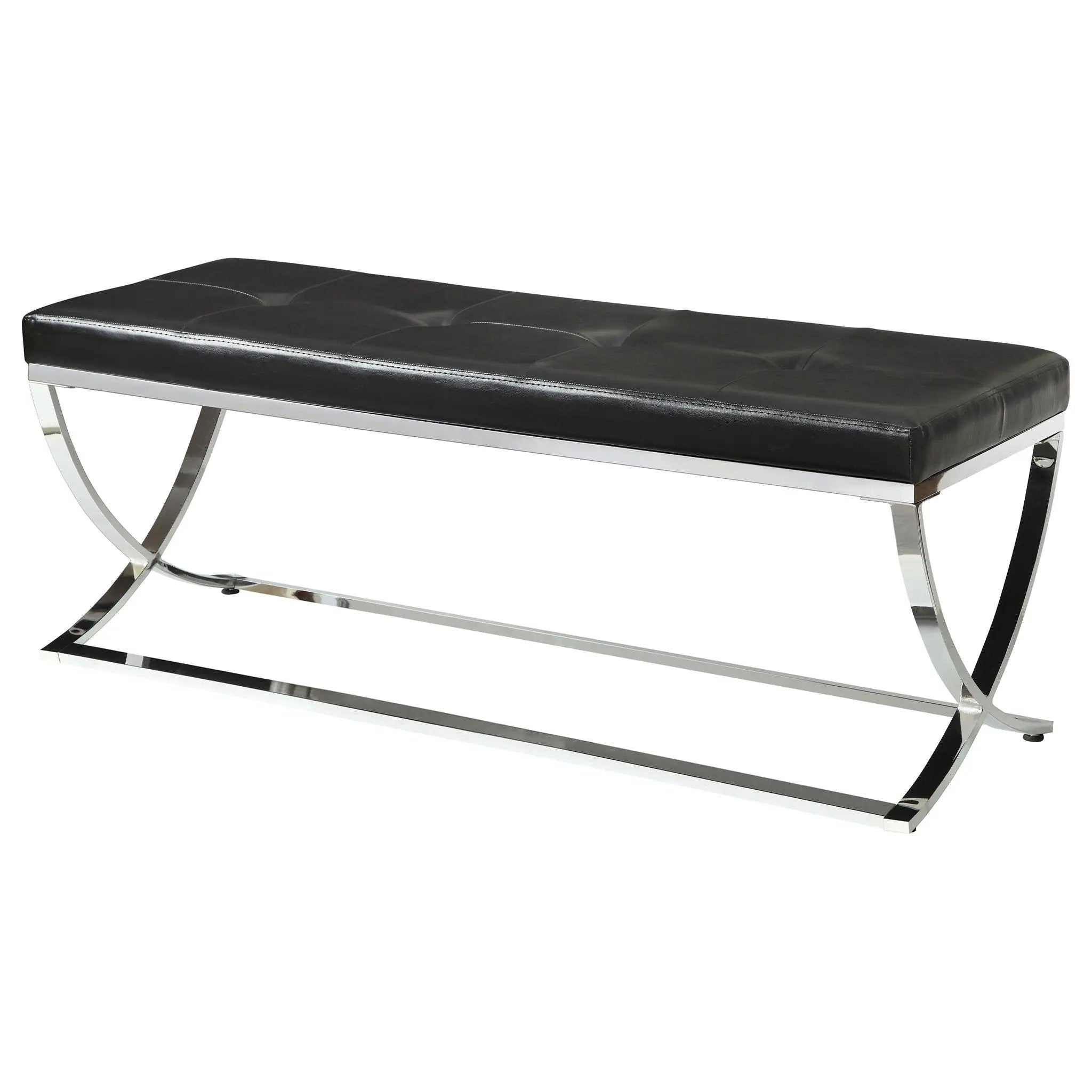 Walton Leatherette Upholstered Tufted Accent Bench Black by Unique Piece Furniture