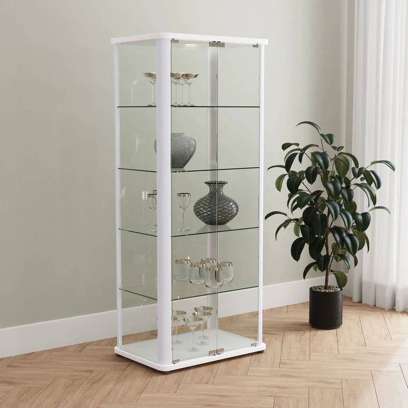 Aero 5-shelf Display Curio Cabinet with LED Lighting White by Unique Piece Furniture