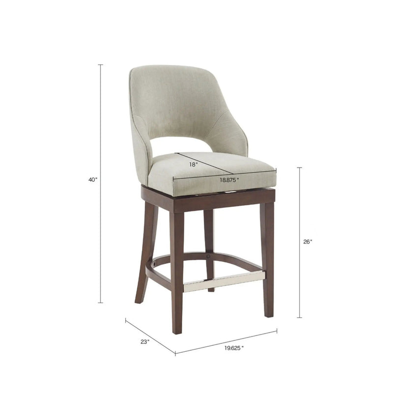 Counter Stool With Swivel Seat, Upholstery And Solid Wood Legs - Cream by Unique Piece Furniture