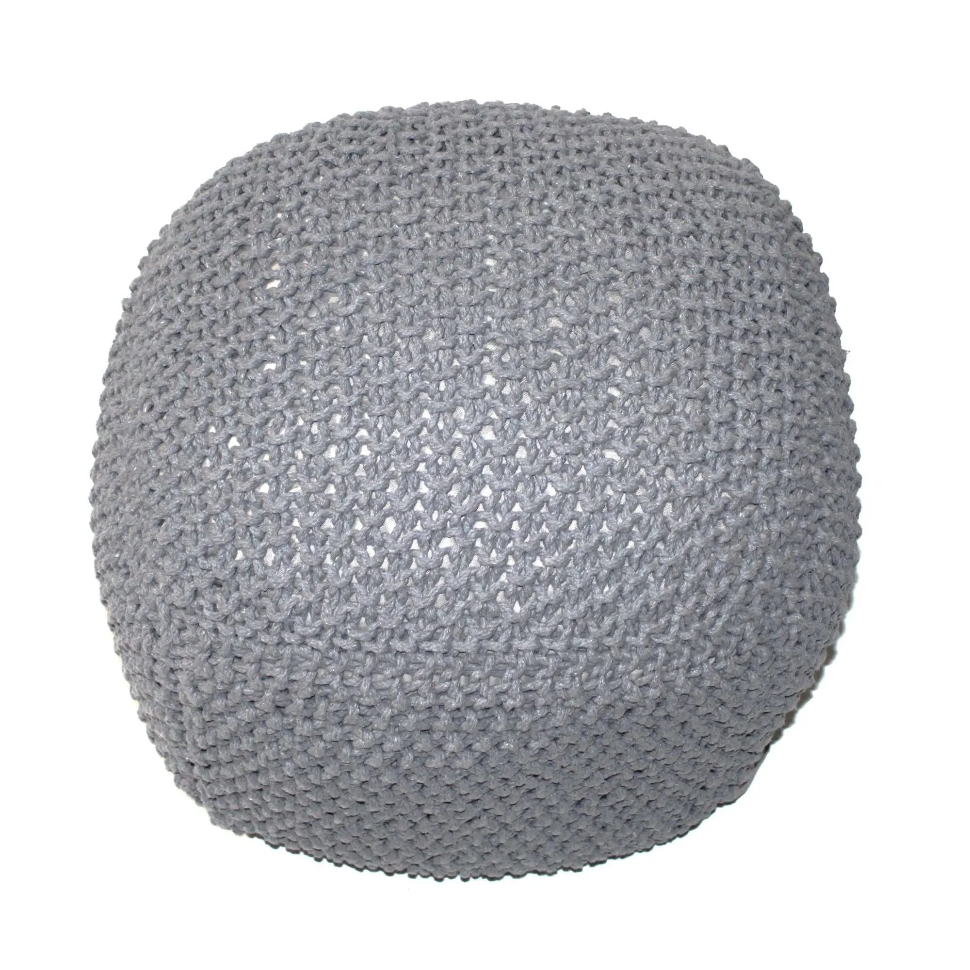 Semi Rounded Pouf, Cable Knitted, Perfect Seating by Unique Piece Furniture
