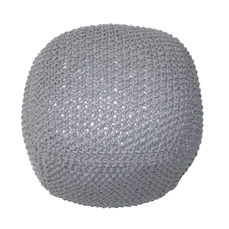 Semi Rounded Pouf, Cable Knitted, Perfect Seating by Unique Piece Furniture