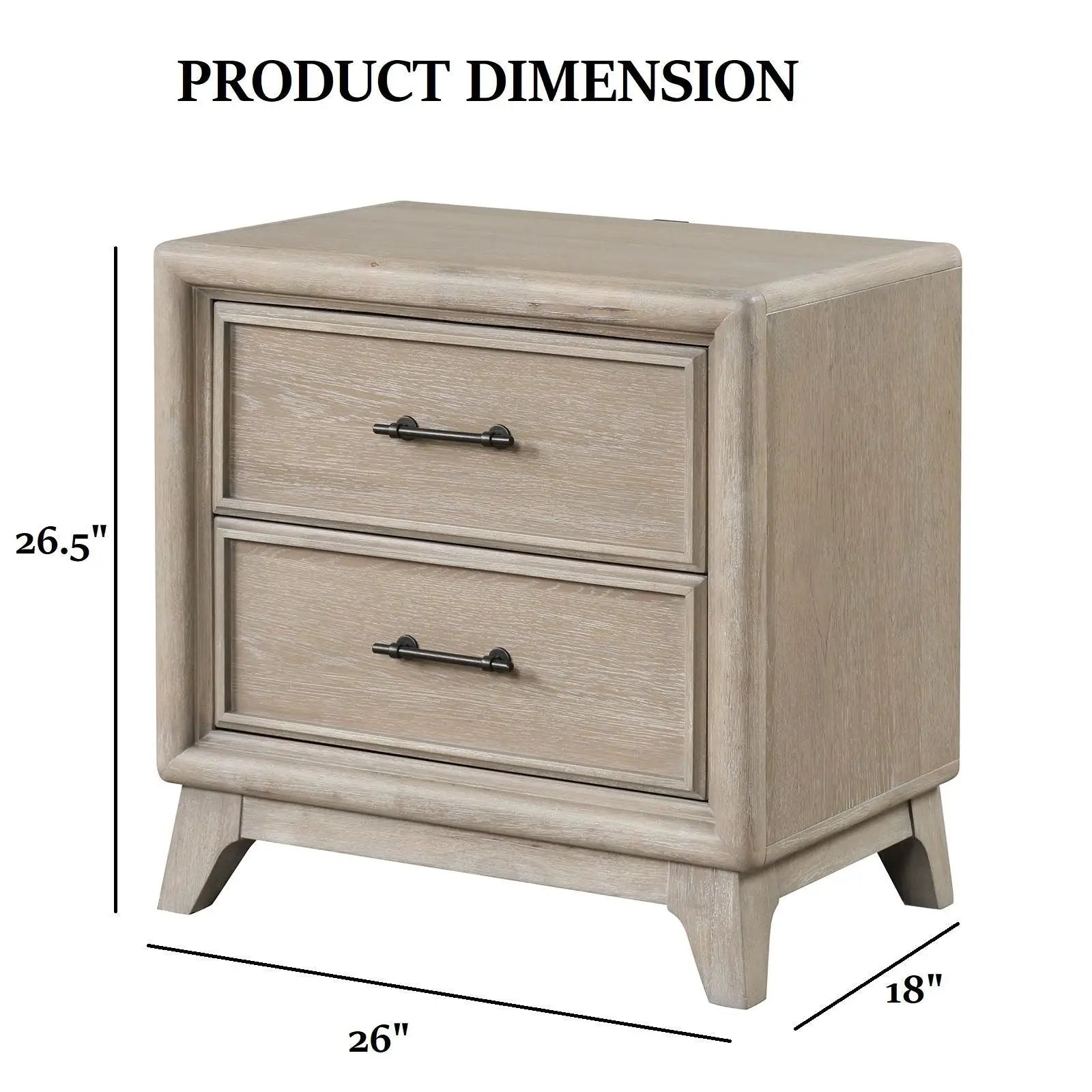 1 Piece Nightstand With Angled Feet, Dovetail Drawers, Bedroom Furniture - Oak by HouseOfZazla